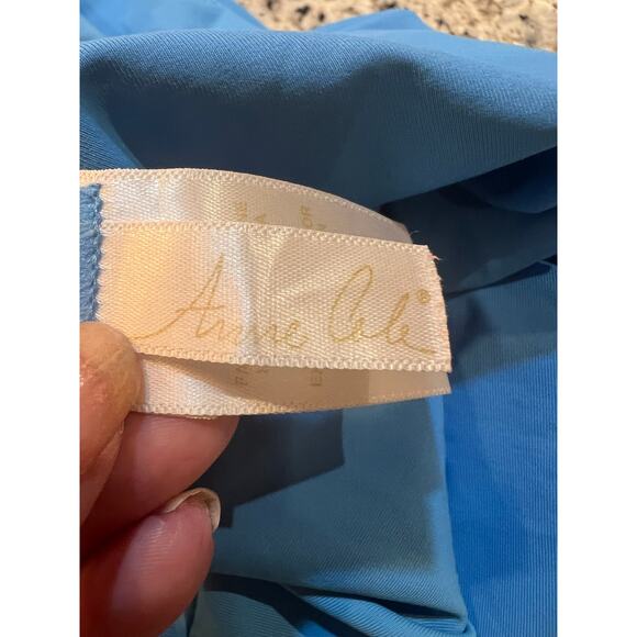 Anne Cole Bright Blue 2 Piece Swimsuit Size Large Ruched Sides Top&Bottom Bikini - Picture 8 of 10